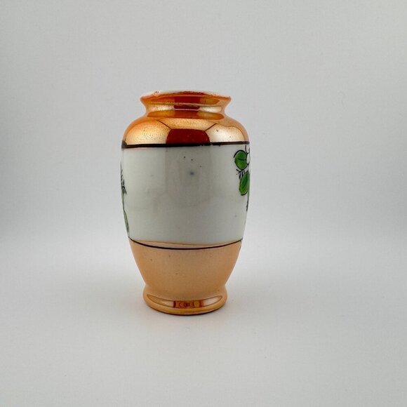 Vintage Lusterware Vase Hand Painted Made In Japan Flower Floral Design - Picture 7 of 9